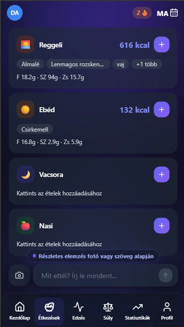 Étkezések naplózása